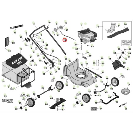 ORIGINAL ACTIVE gas cable lawn mower models 4300 - 5800 050069 | Newgardenstore.eu