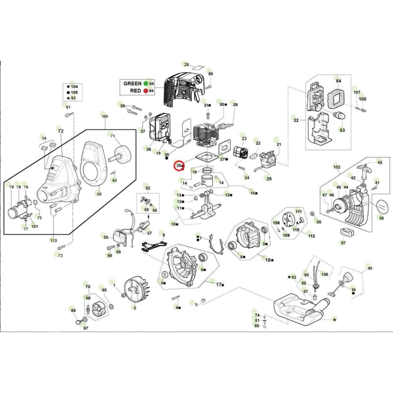 Guarnizione cilindro ORIGINALE ACTIVE decespugliatore modelli 2.5 - 2.9 022115