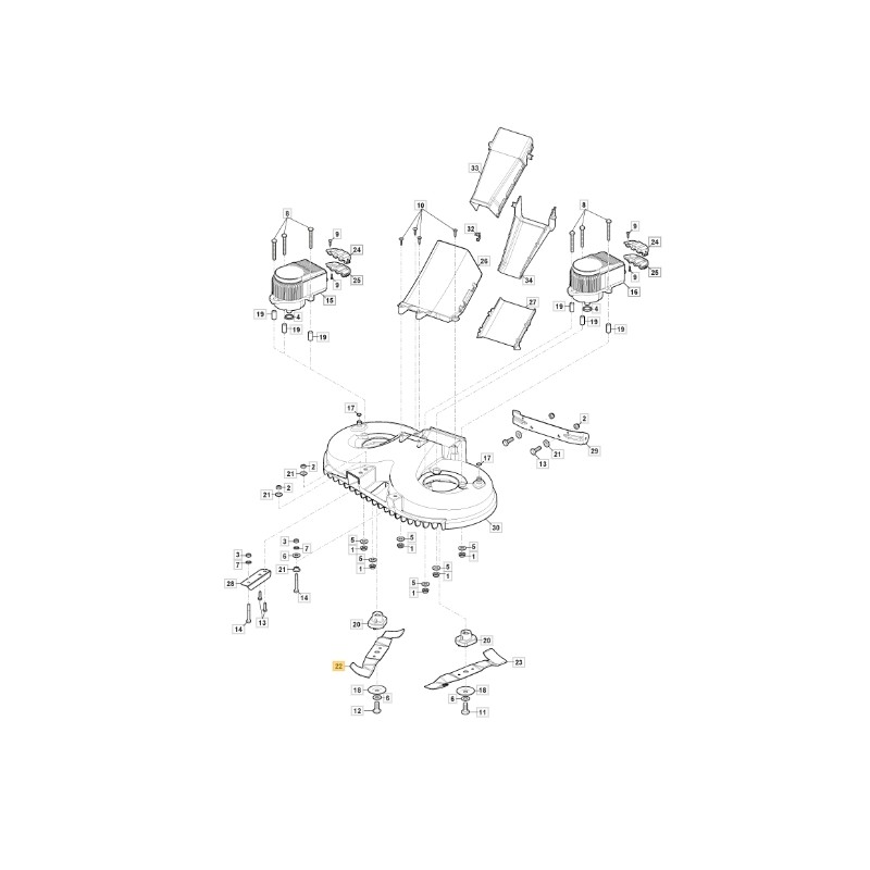 ORIGINAL STIGA lawn tractor freedom 28e right-hand combi-blade 184109506/0