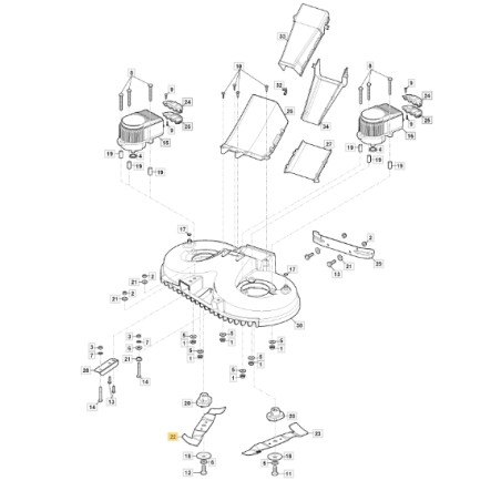 ORIGINAL STIGA tracteur de pelouse freedom 28e lame combinée droite 184109506/0 | Newgardenstore.eu