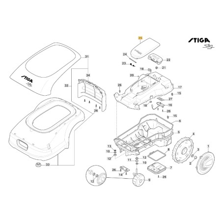 Displayabdeckung ORIGINAL STIGA Roboter-Rasenmäher Stig 300 381119708/0 | Newgardenstore.eu