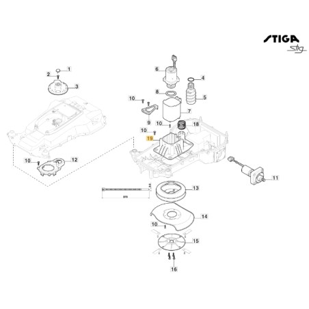 Soporte ajuste cuchilla ORIGINAL STIGA cortacésped robot cortacésped 322784954/0 | Newgardenstore.eu