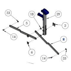 Rear height-of-cut adjustment bar model EM37 ORIGINAL GRIN PRT-0067