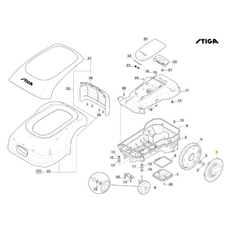 Coprimozzo ORIGINALE STIGA robot rasaerba tagliaerba g300 - stig300 322110853/0 | Newgardenstore.eu