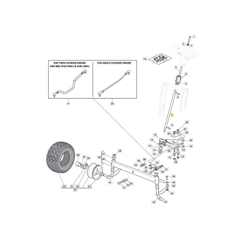 Colonne de direction ORIGINAL STIGA tracteur tondeuse 1330m - 1538h 125520007/0