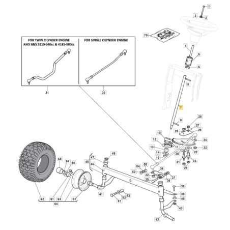 Steering column ORIGINAL STIGA lawn tractor mower 1330m - 1538h 125520007/0 | Newgardenstore.eu