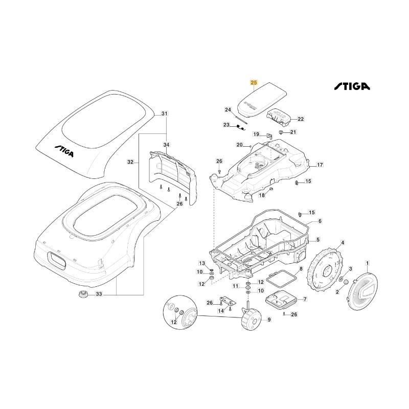 Display cover - G 300 ORIGINAL STIGA robot lawnmower mower 381119738/0