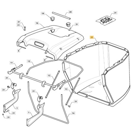 Sac à dos ORIGINAL STIGA tracteur de pelouse 1330m - 84mt 182105942/0 | Newgardenstore.eu