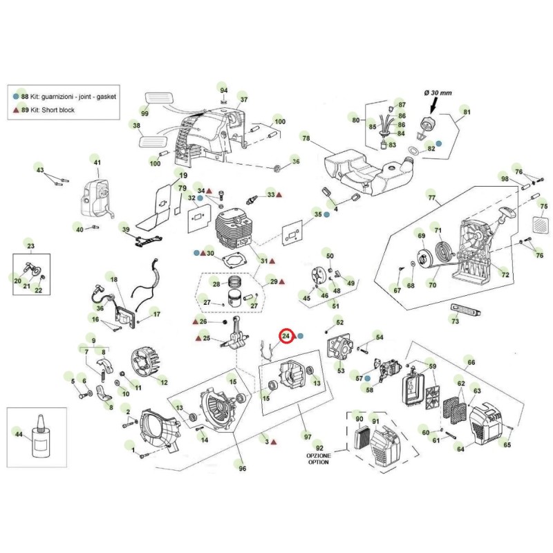 ORIGINAL ACTIVE Bürstenmäher und Bohrer t143 Modelle 020030 Dichtung für Motorgehäuse