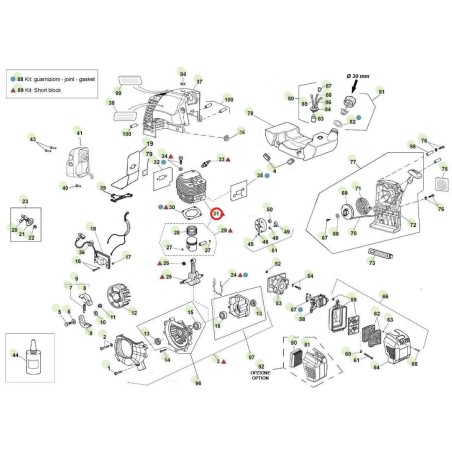 Kit : cylindre piston ORIGINAL ACTIVE débroussailleuse 4.5 tarière t143 024474 | Newgardenstore.eu