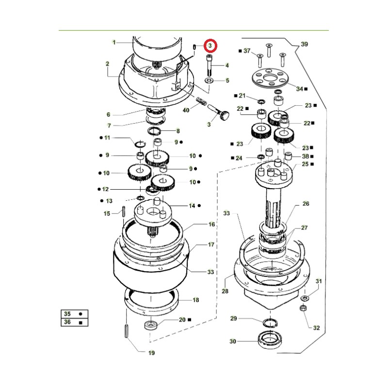 Goupille de verrouillage du boîtier d'engrenage ORIGINAL ACTIVE pour les modèles de tarière t143 - t152 022477