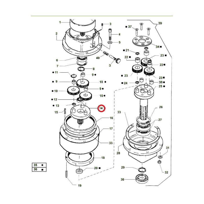 ORIGINAL ACTIVE t143 Erdbohrer Modelle t143 023430 Satellitenhalter der ersten Stufe mit Stiften