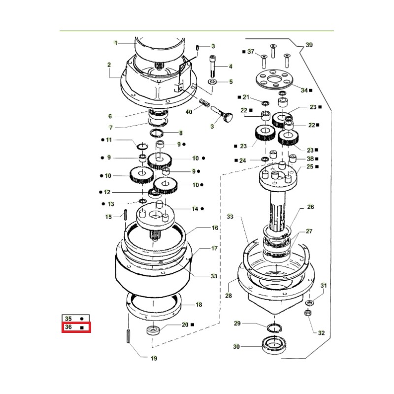 Second stage reducer ORIGINAL ACTIVE auger models t143 - t152 022739