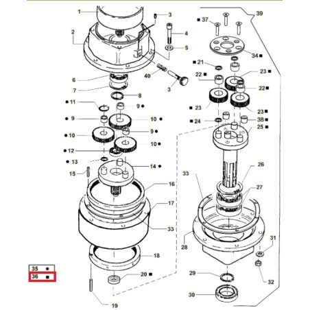 Second stage reducer ORIGINAL ACTIVE auger models t143 - t152 022739 | Newgardenstore.eu