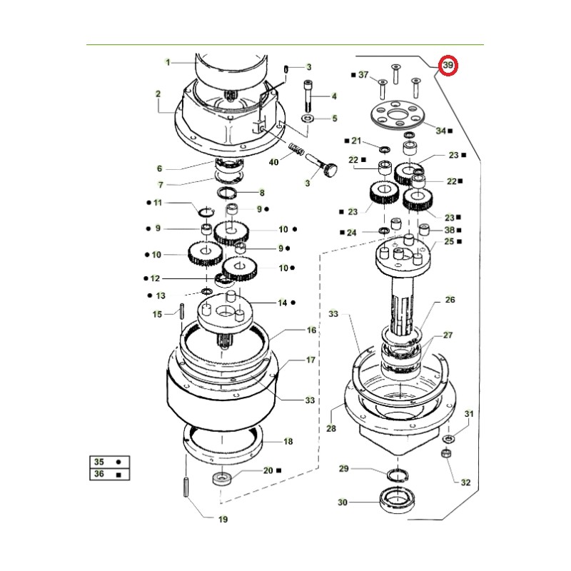 ORIGINAL ACTIVE planetary gearbox auger models t143 - t152 022740