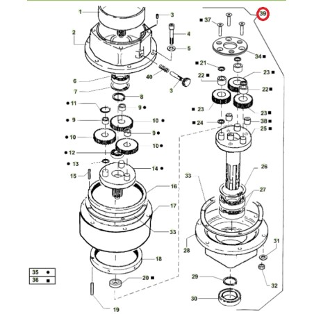 ORIGINAL ACTIVE planetary gearbox auger models t143 - t152 022740 | Newgardenstore.eu