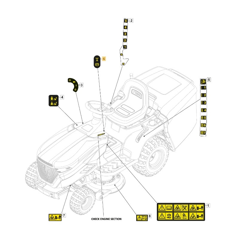 Etiqueta de freno de estacionamiento ORIGINAL STIGA para tractor de césped 114363700/0