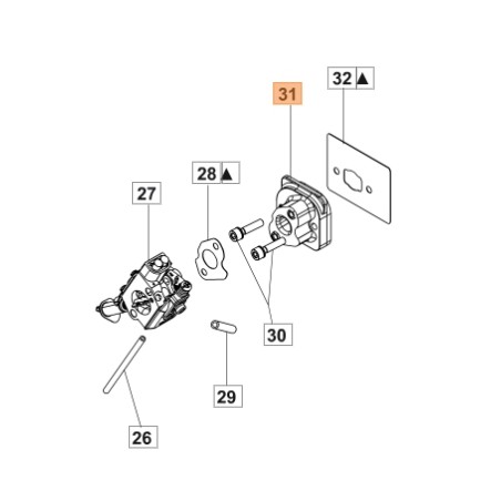 Hedge trimmer flange manifold models HC265XP ORIGINAL OLEOMAC 58070024R | Newgardenstore.eu