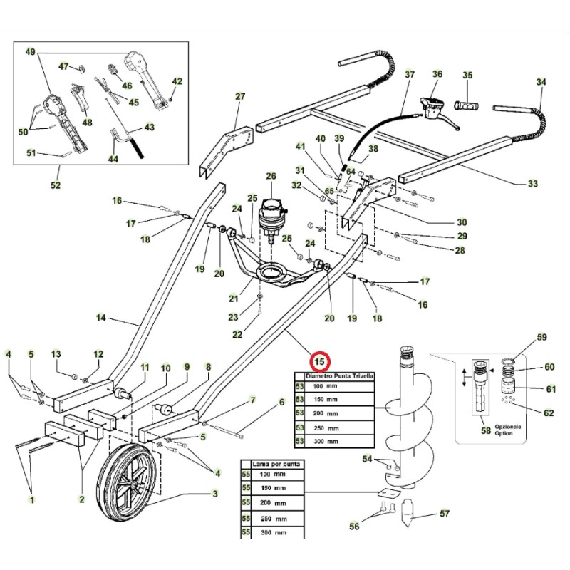 ORIGINAL ACTIVE châssis de roue gauche tarière modèles t152 020779