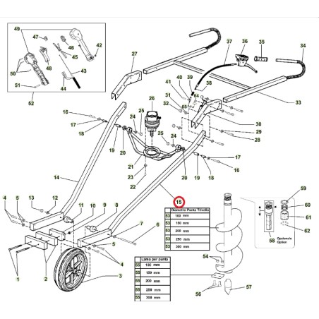 ORIGINAL ACTIVE châssis de roue gauche tarière modèles t152 020779 | Newgardenstore.eu