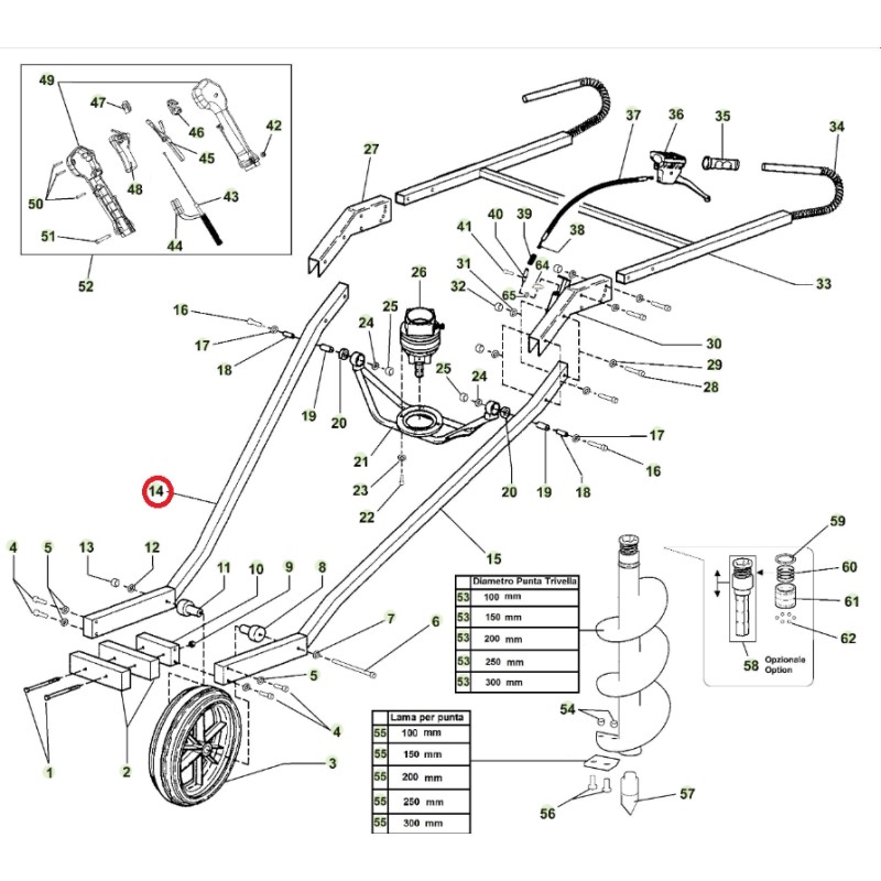 ORIGINAL ACTIVE tarière modèles t152 020783 châssis de roue côté droit