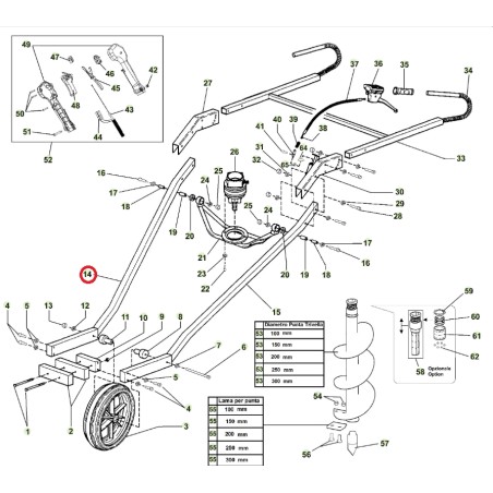 ORIGINAL ACTIVE auger models t152 020783 right-side wheel frame | Newgardenstore.eu