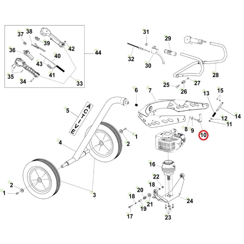 ORIGINAL ACTIVE tigercut Doppelkippsystem Befestigungshebel t-165 021632