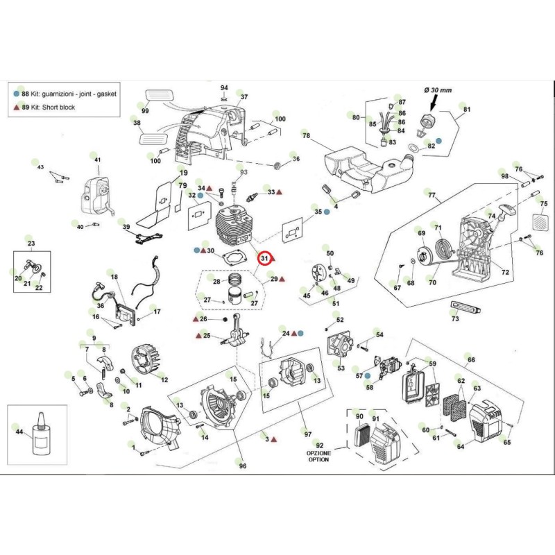 Kit: cylinder piston ORIGINAL ACTIVE brushcutter 5.5 auger tdu155 24475