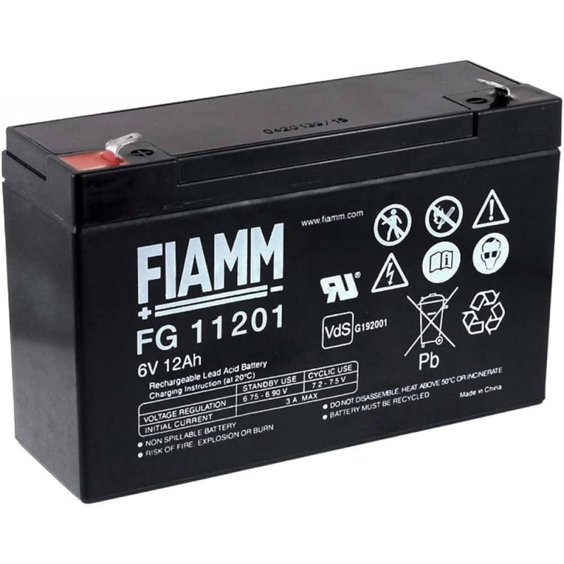 FIAMM FG11201 Batería recargable hermética de plomo-ácido 6V 12 Ah