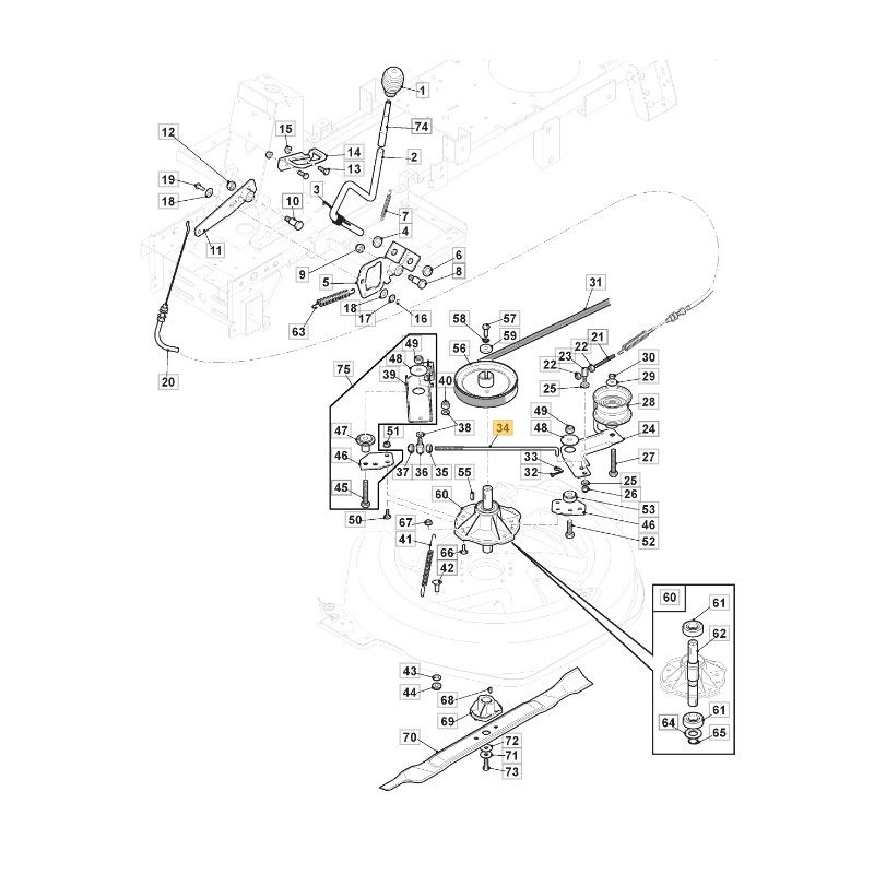 Blade connection bar ORIGINAL STIGA lawn tractor 66 rdb 127034085/0