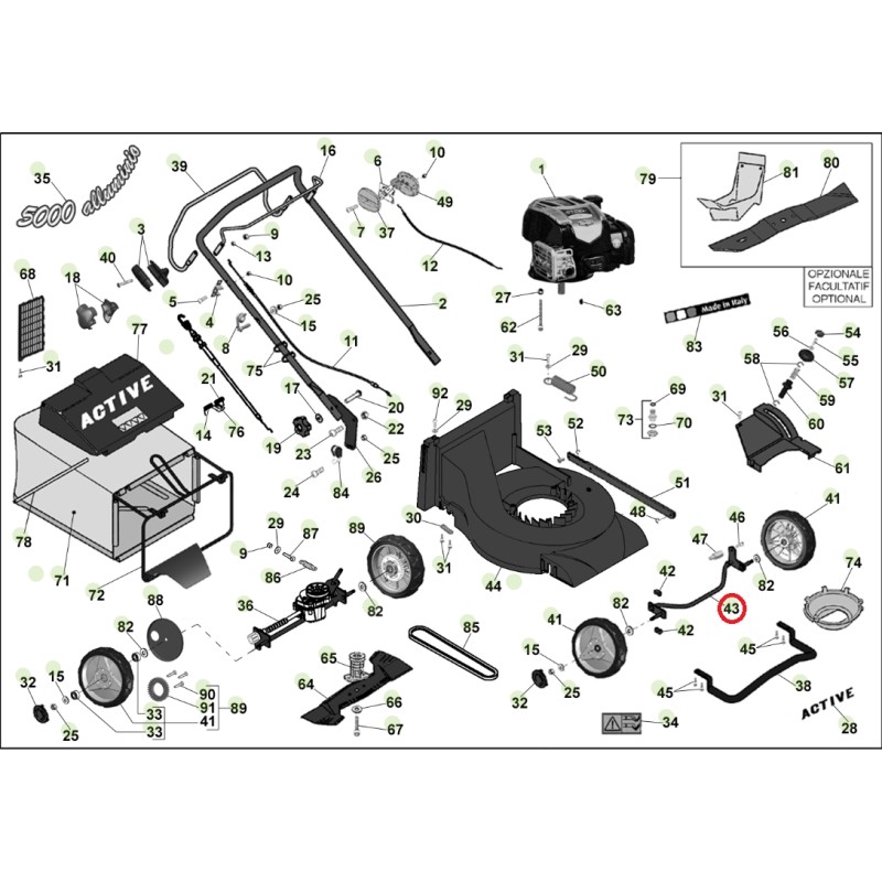 ORIGINAL ACTIVE black front axle lawn mower 5000 - 5400 050035