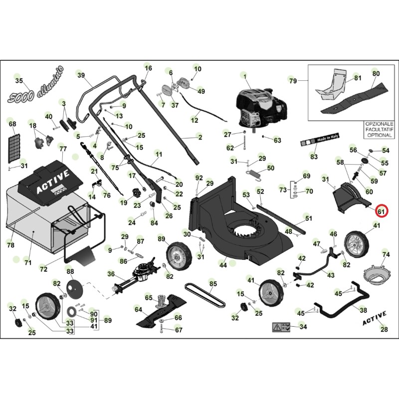 ORIGINAL ACTIVE lawn mower belt cover models 5000 sb 050137