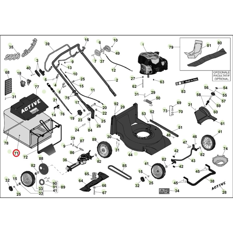 ORIGINAL ACTIVE black basket canvas lawnmower mower models 5000 sb 050480