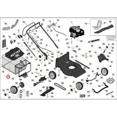 ORIGINAL ACTIVE cesta negra lona cortacésped modelos 5000 sb 050480 | Newgardenstore.eu