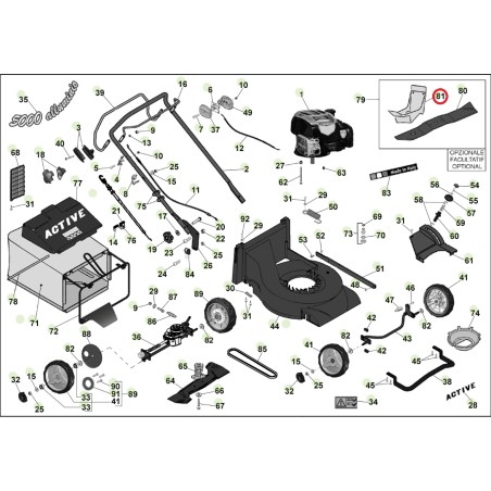 ORIGINAL ACTIVE mulching latch for lawn mower 5000 sb 050763 | Newgardenstore.eu