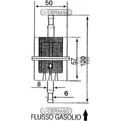 Transparent plastic petrol fuel filter red mesh cartridge | Newgardenstore.eu