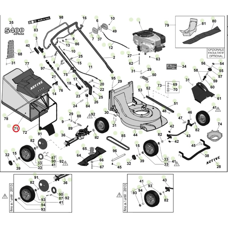 ORIGINAL ACTIVE black basket canvas lawn mower models 5400 sb 050725