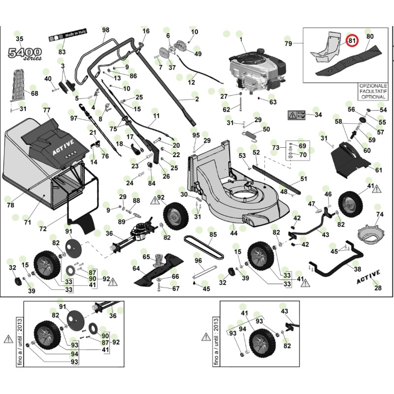 ORIGINAL ACTIVE loquet mulching tondeuse modèles 5400 sb 050616