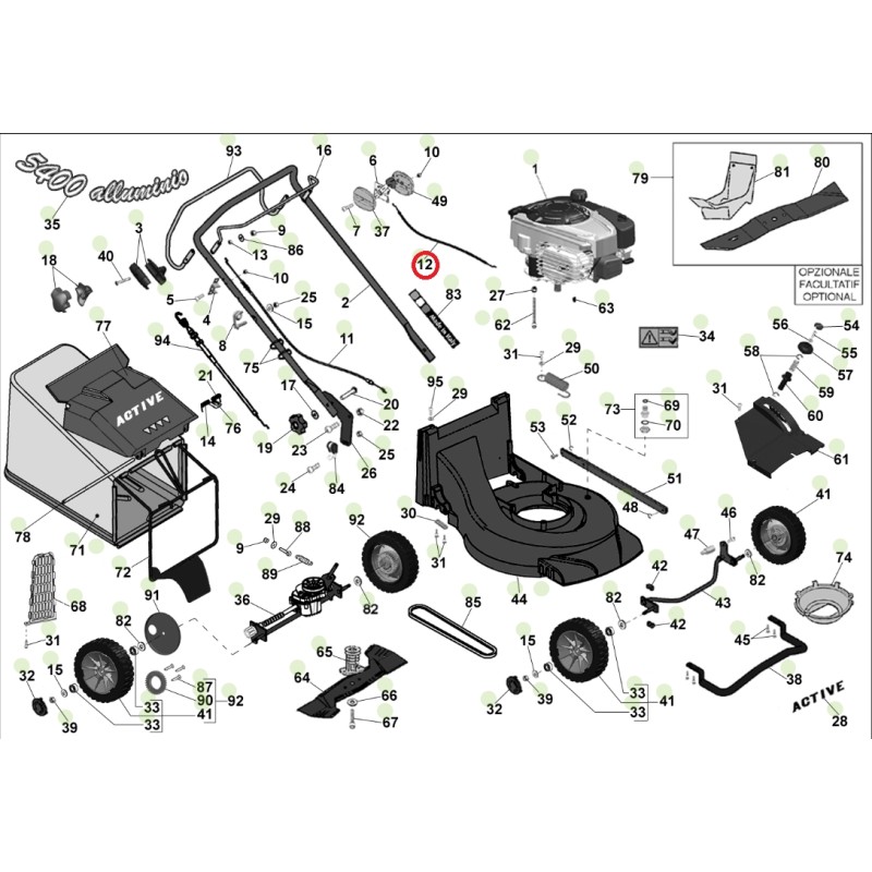 ORIGINAL ACTIVE cortacéspedes 5300 - 5400 sb - 5800 cable de gas 050712