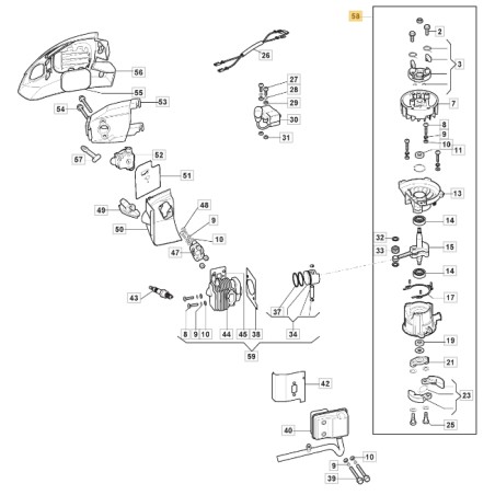 ORIGINAL STIGA Heckenscherenmotor kurzer Block aht 60 - shp 60 118804984/0 | Newgardenstore.eu