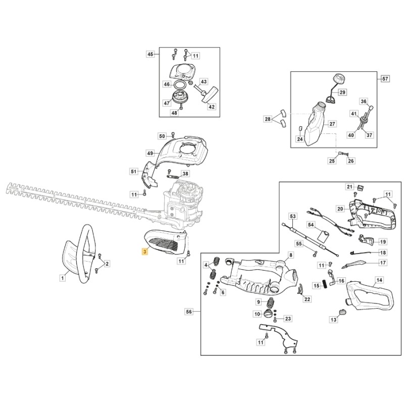 Tapa silenciador amarilla ORIGINAL STIGA cortasetos shp 60 118801428/0