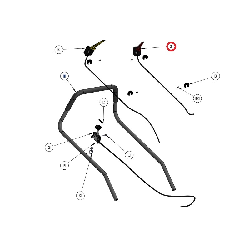 ORIGINAL GRIN Elektroabschalthebel und Kabel Rasenmäher PRT-0105