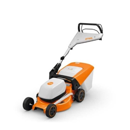 STIHL RMA248T Tondeuse à gazon à batterie 36V 46cm Coupe 4en1 Collecteur d'herbe 52 L automoteur | Newgardenstore.eu