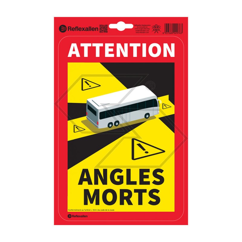 Blind spot warning sign 17 x 25 cm for buses A28385