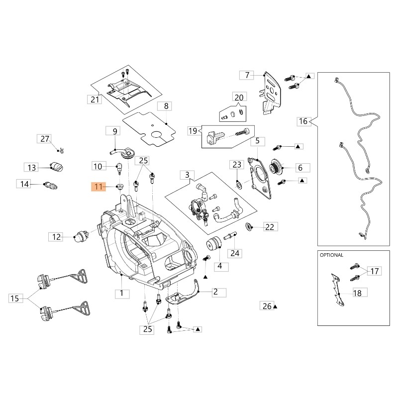 ORIGINAL OLEOMAC pasamanguera para motosierra modelos GSTH 240 50350058R