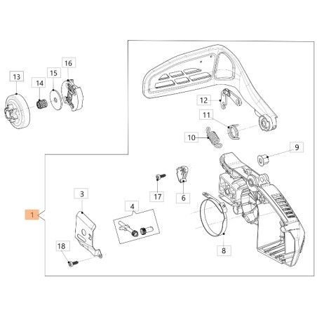 ORIGINAL OLEOMAC motosierra modelo GSTH 240 50352009R tapa del cárter naranja