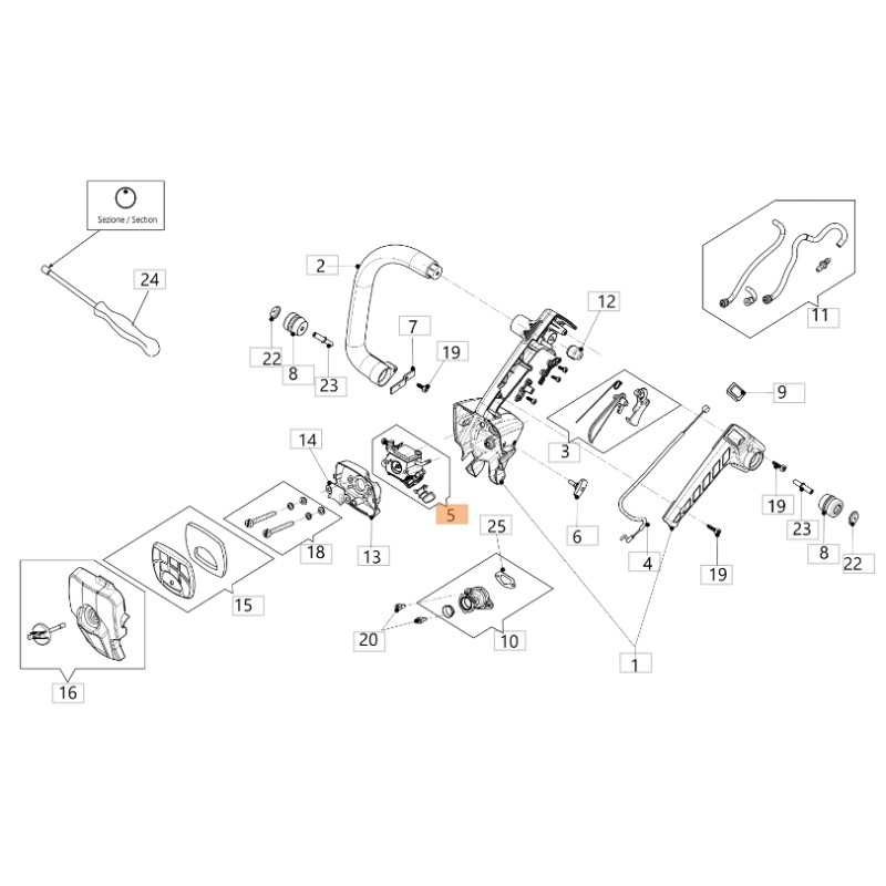 Kit: ORIGINAL OLEOMAC carburettor for chainsaw model GSTH 240 50350188