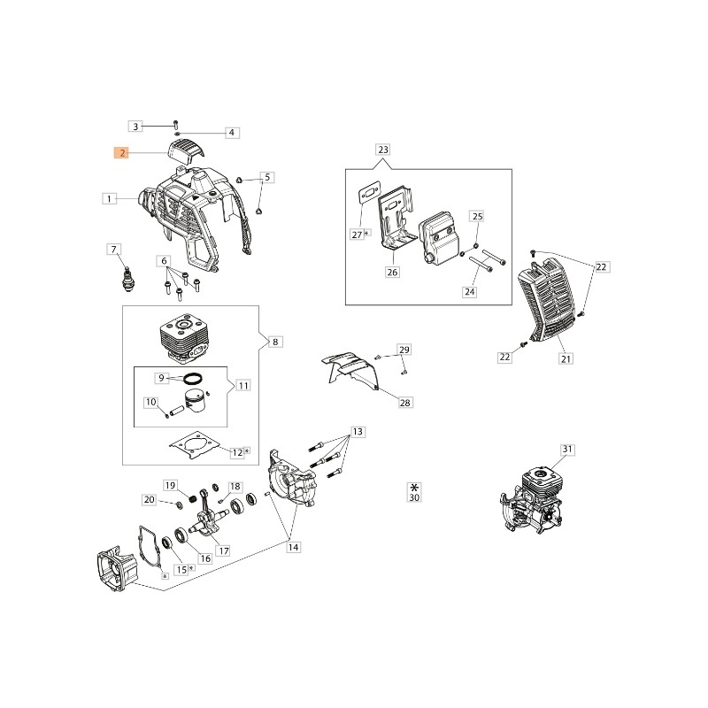 Couvercle ORIGINAL OLEOMAC pour débroussailleuse BCH250S -PPH 250 61460499AR