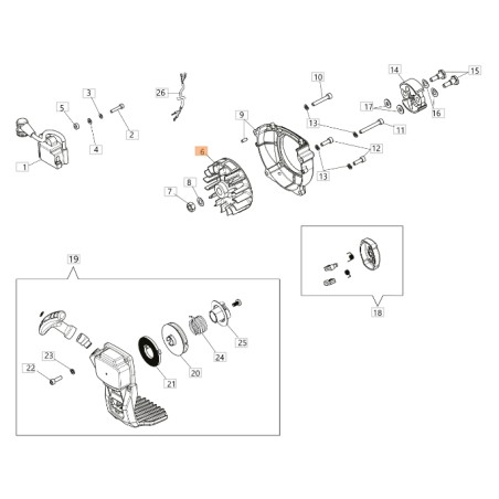 ORIGINAL OLEOMAC brushcutter flywheel BCH 250 S - PPH 250 61460420R | Newgardenstore.eu