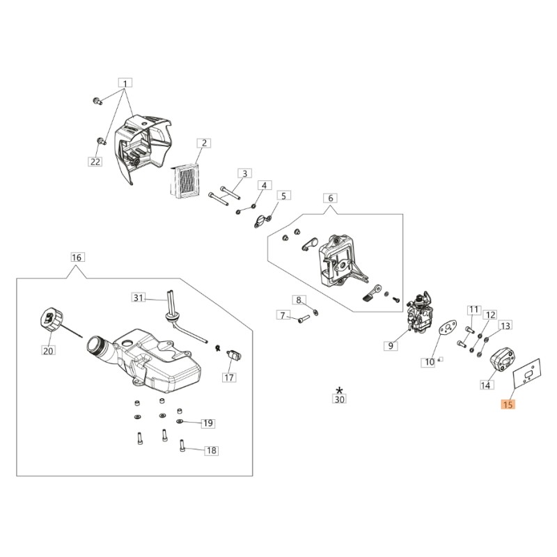 ORIGINAL OLEOMAC débroussailleuse BCH250S -PPH250 61460052R